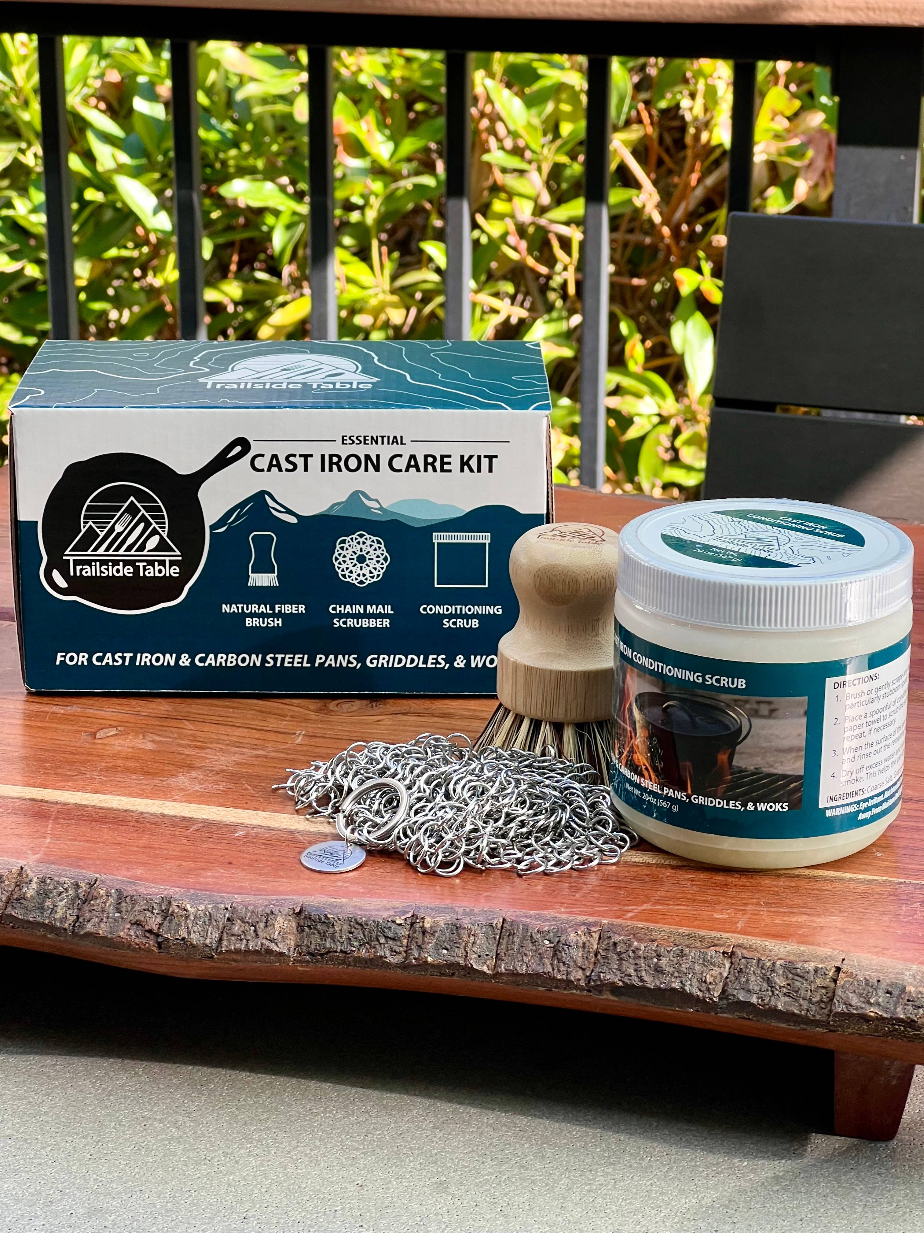 Trailside Table - Vente Poêles en fonte - Kit d'entretien pour fonte : ensemble de nettoyage et de conditionnement en 3 pièces