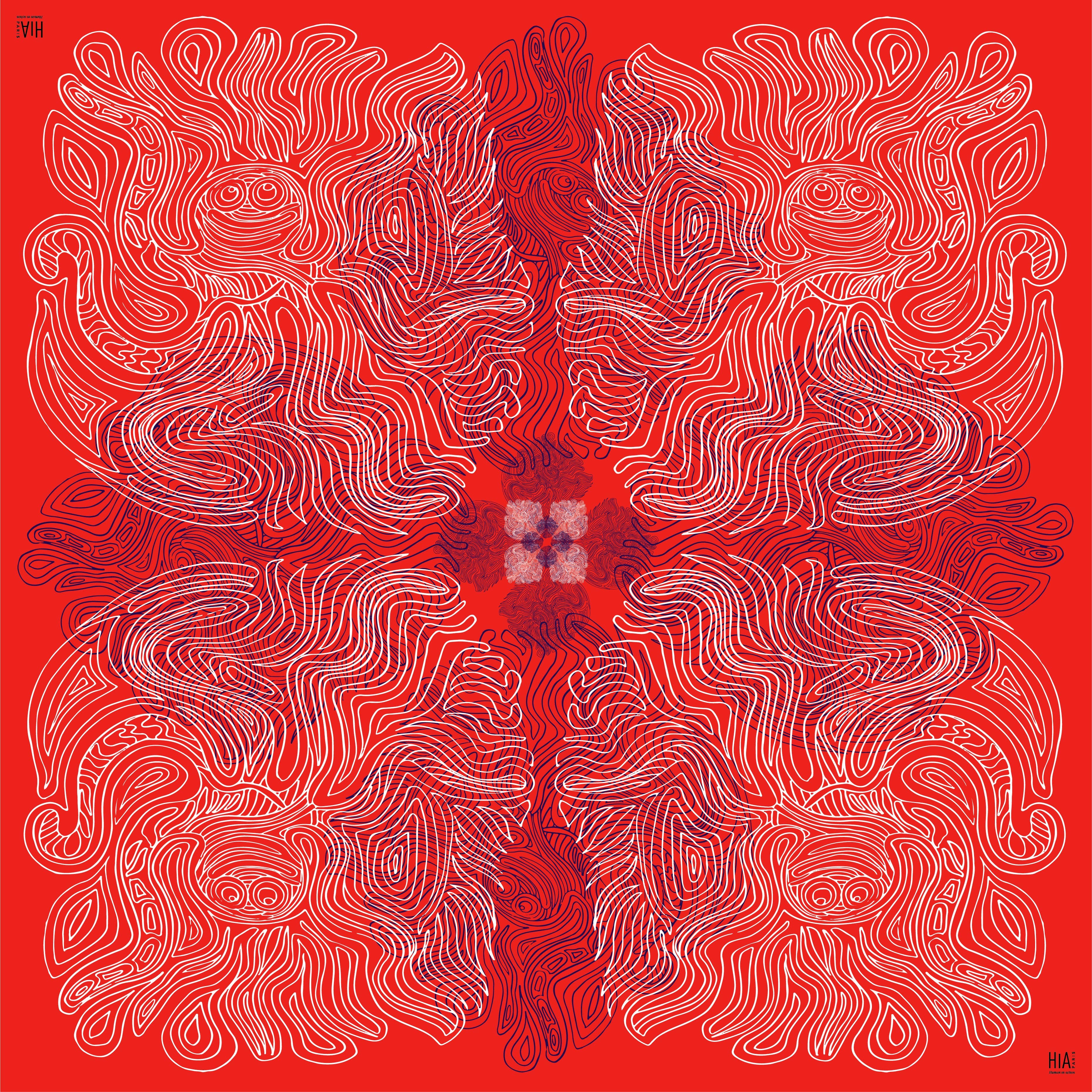 Hia Paris – Engroshandel Hovedtørklæde - Dame – Blæksprutte tørklæde - Rød1