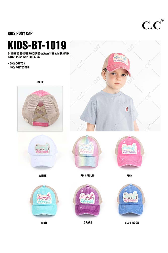 Hana - Venta al por mayor Gorras de béisbol - Niños - Gorra de poni con parche «ALWAYS BE A MERMAID» de C.C Kids13