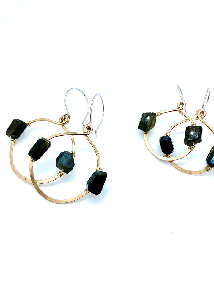 Brincos Desert Days Labradorite por atacado de Union Studio Metals