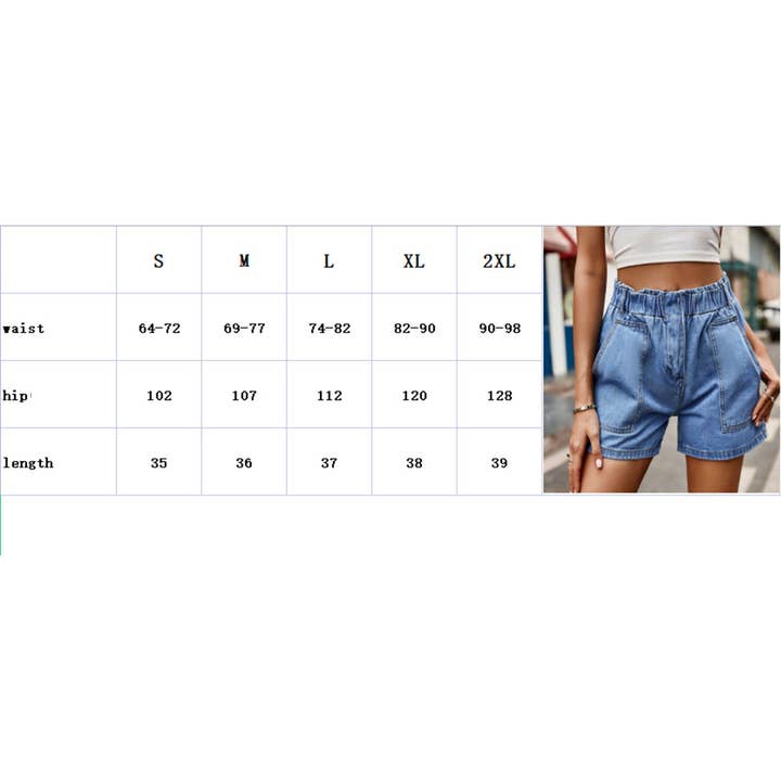 Blue HIGH WAISTED WITH LARGE POCKET DENIM SHORTS_CWJS0215 for wholesale on Faire