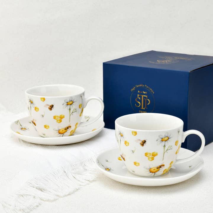 STP - Wholesale Tea Set - Tea with Honey Porcelain Tea Cup w/ Saucer 400ml Set of 2