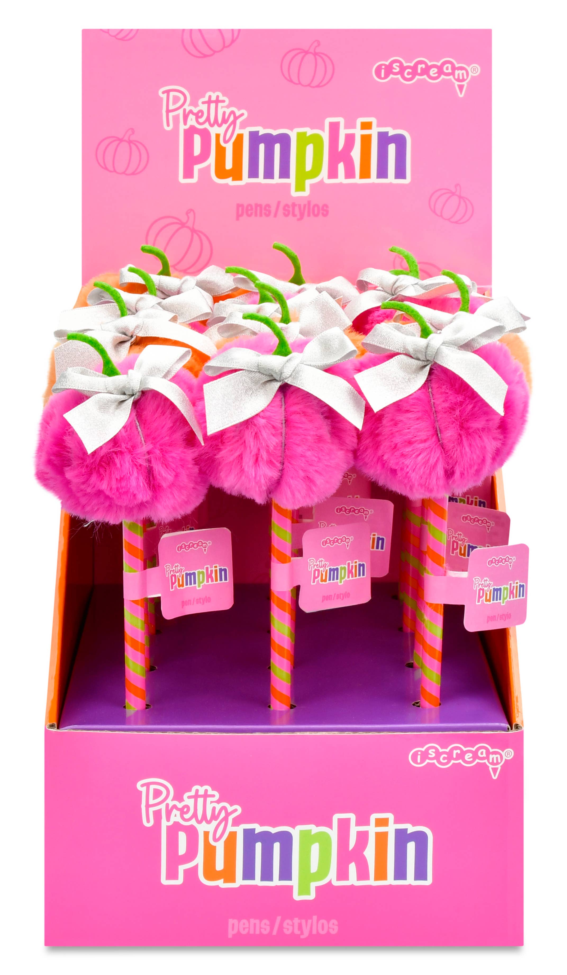 Iscream - Wholesale Pen - Pretty Pumpkin Plush Pens PDQ - 12 pens2