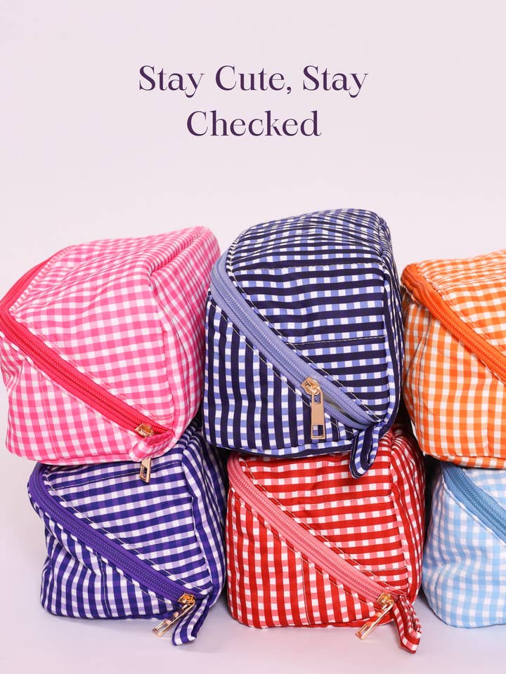 Gingham Glam Cosmetic and Travel Bag Team Ready Spring 2026 for wholesale by Top It Off