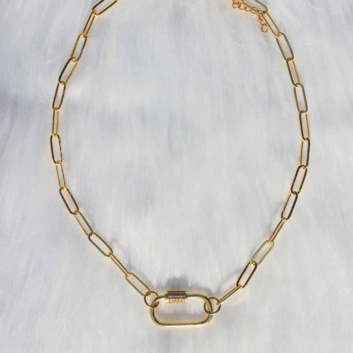 Beaded by Meg - Wholesale Link & Chain Necklace - Gold Carabiner Clasp Paperclip Necklace Tarnish Resistant0