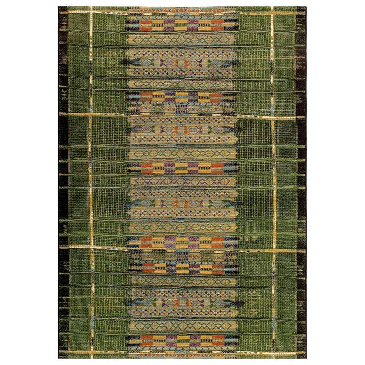 Marina Tribal Stripe Indoor/Outdoor Area Rug Green for wholesale by Liora Manne