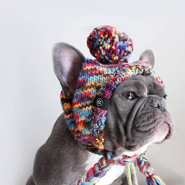 Spark Paws - Wholesale Pet Hat - Dog - Knit Pom Pom Dog Beanie Hat - Kaleidoscope