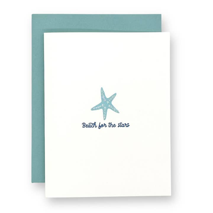 STRAND VOOR DE STERREN - Handglinsterende wenskaart voor wholesale door Seaside + Sunshine Greetings