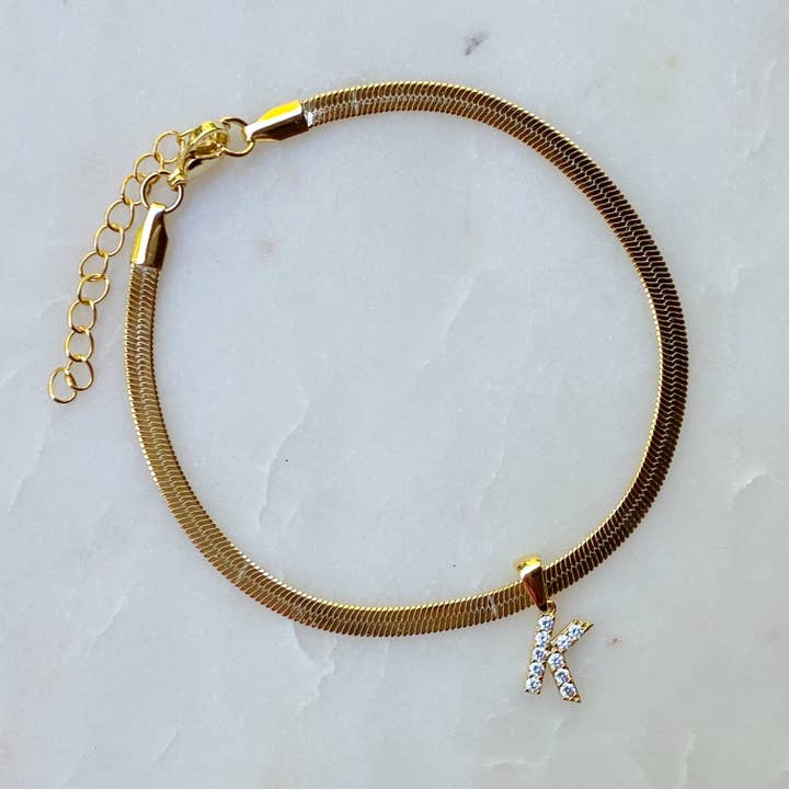 Ellison+Young - Wholesale Anklet - Herringbone Chain Initial Anklet7