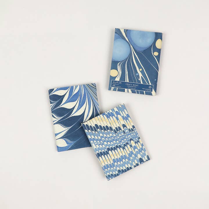 Craft Boat - Wholesale Stationery/Notecard Set - Hand Marbled Notecard Set - 6 Cards