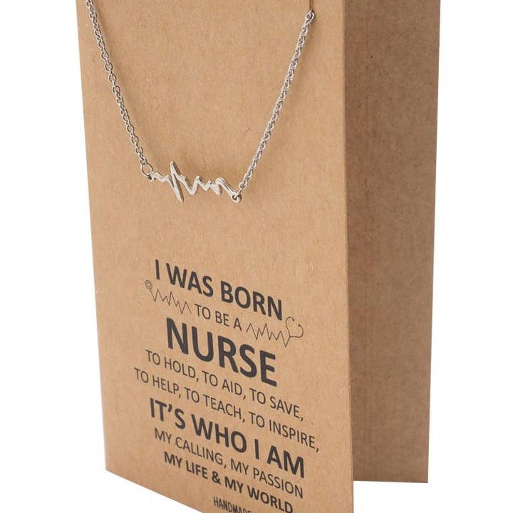 Quan Jewelry - Vendita all'ingrosso Collana con ciondolo/pendaglio - Collana con cardiogramma Macaria, regalo per infermiera2