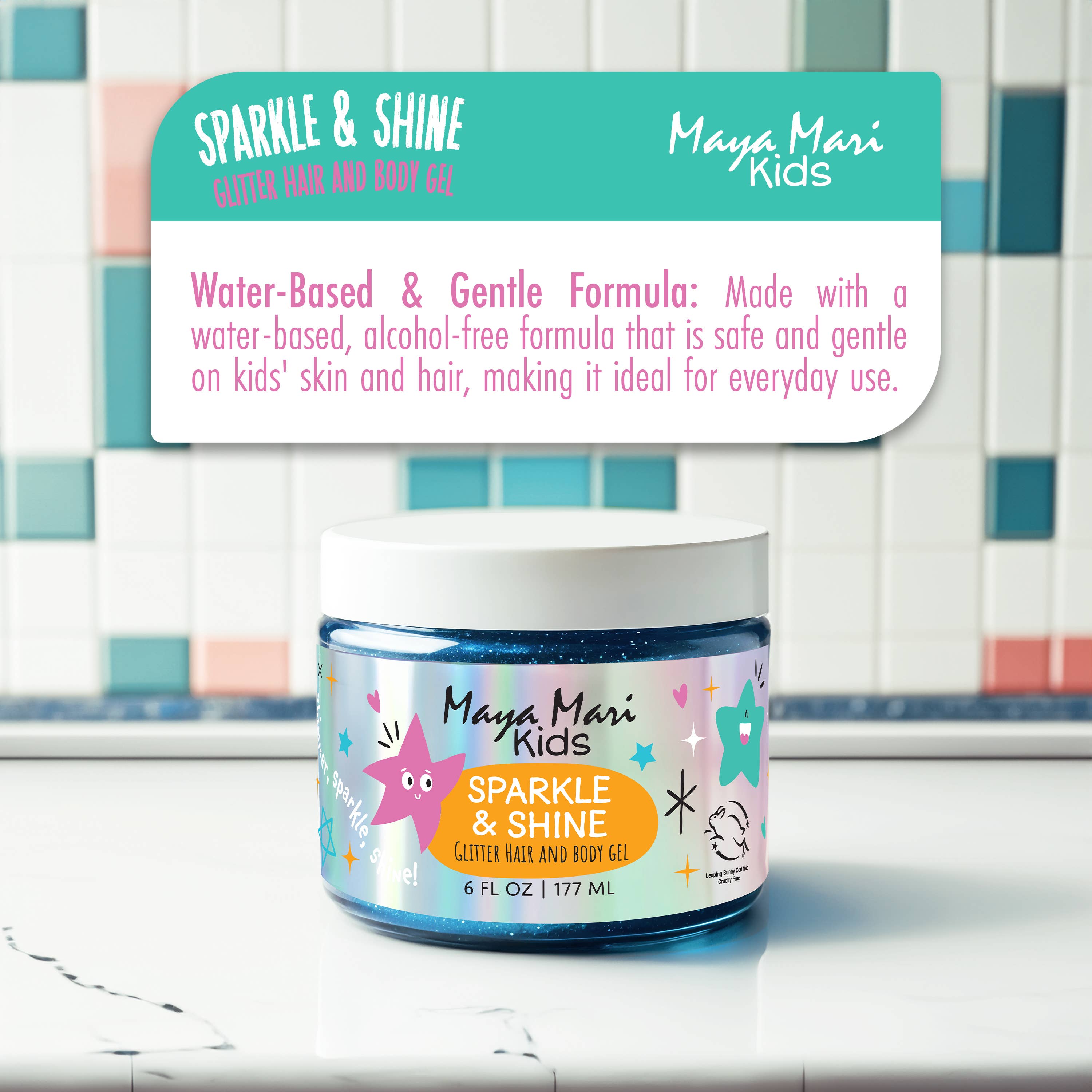 Maya Mari Kids Haircare - Wholesale Hair Styling Gel/Mousse - Maya Mari Kids Sparkle & Shine Glitter Hair and Body Gel1