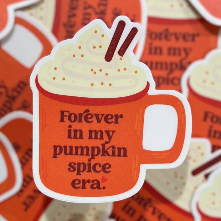 Pumpkin Spice & Coffee Lover Fall Laptop Stickers for wholesale by S&Y Brand Paper co.