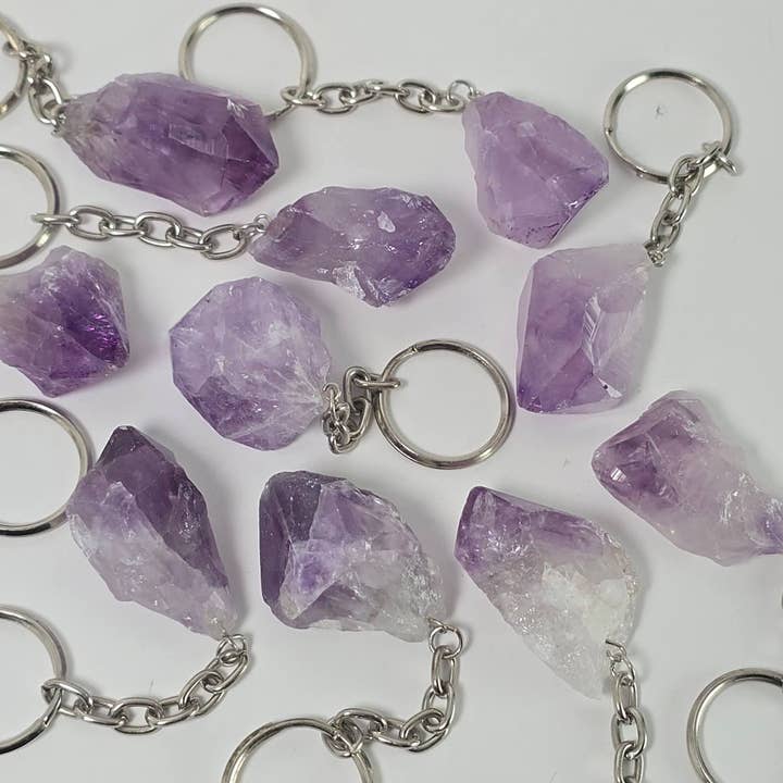 10 llaveros de amatista ~ Tienda de regalos de cristales ~ Metafísico para venta al por mayor de Aquamarine Daydream Wholesale