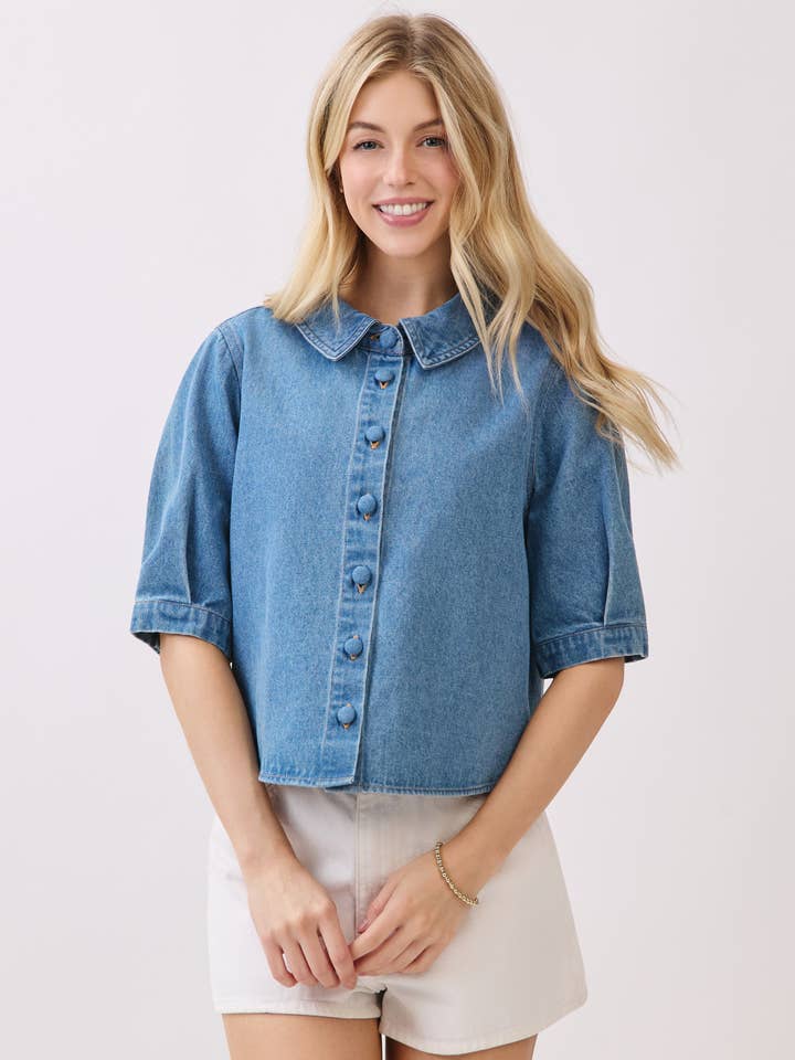RAM PUFF CHAMBRAY SKJORTA - FT31551 för wholesale av Calista