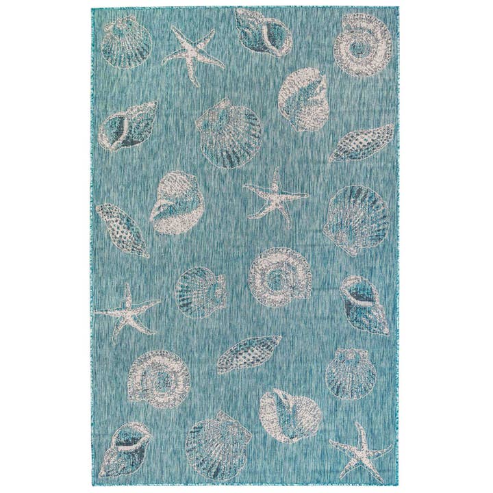 Tapis intérieur/extérieur Carmel Shells Aqua pour la vente par Liora Manne