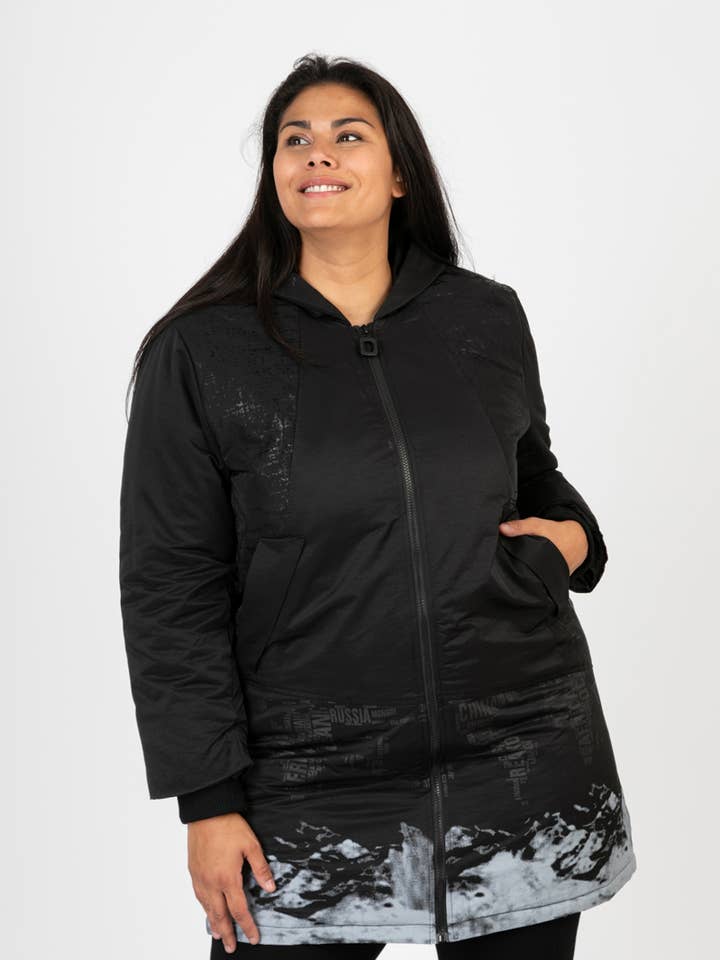 Casaco grande tamanho estampado e acolchoado (C6622) por atacado de Pomme Rouge Paris