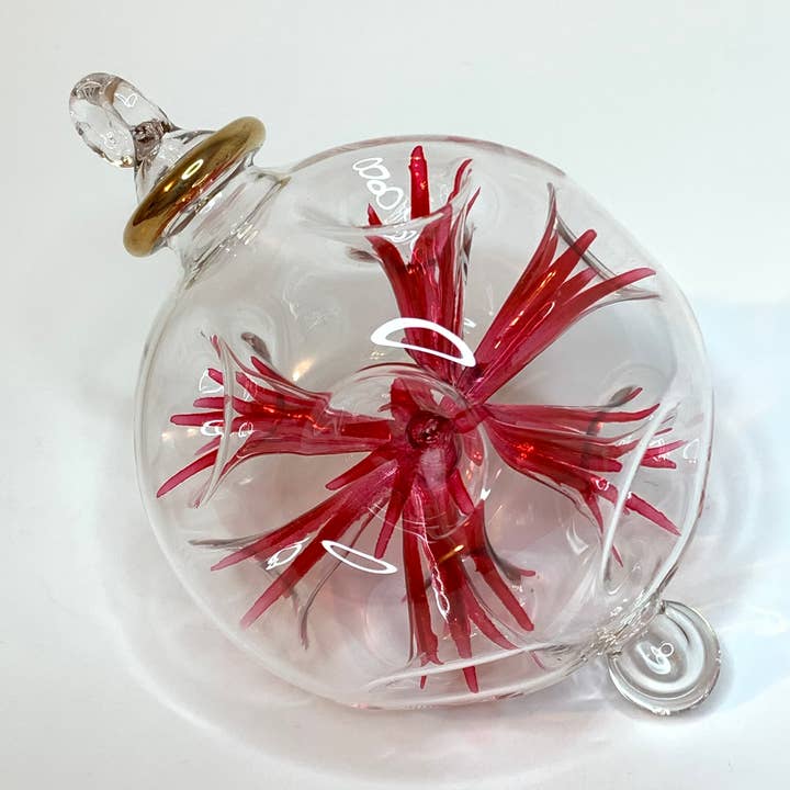 Blown Glass Ornament - Blossoms Red for wholesale by Dandarah