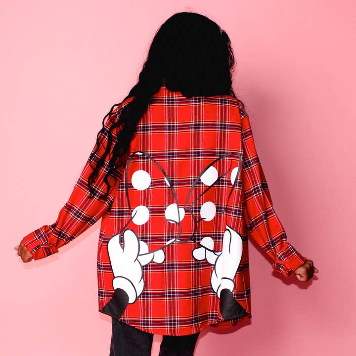 Red Minnie Mouse Bow Flannel for wholesale on Faire