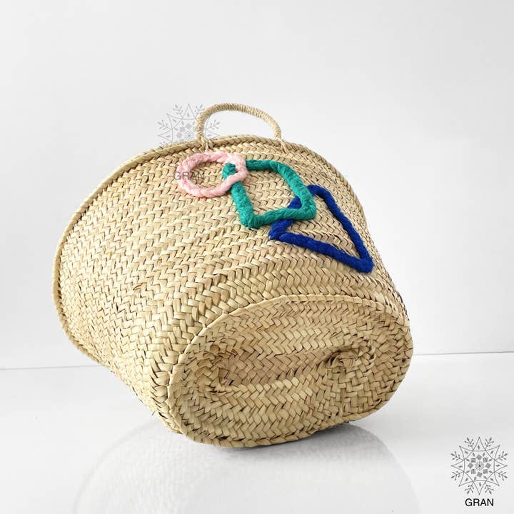 Gran Wholesale - Vente Sac de plage - Sacs en paille brodés personnalisés avec anses courtes, sac cabas17