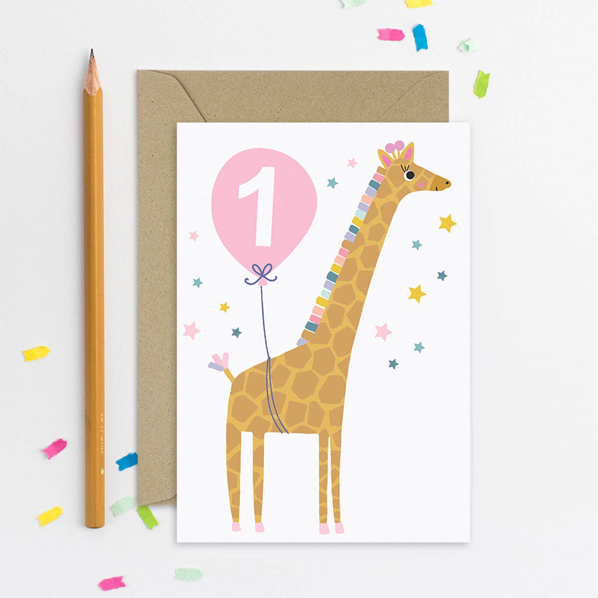 Mifkins - Vente Cartes d'anniversaire - Carte Âge 1 Bébé Girafe3