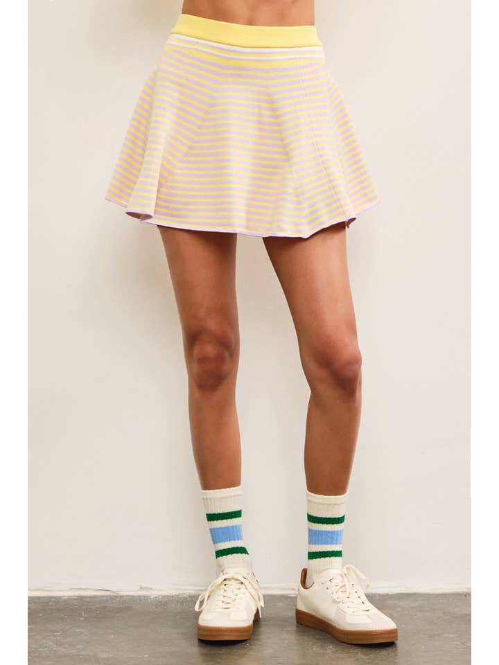 Mustard Seed - Wholesale Skort - Women's - STRIPED FLARE SWEATER SKORT
