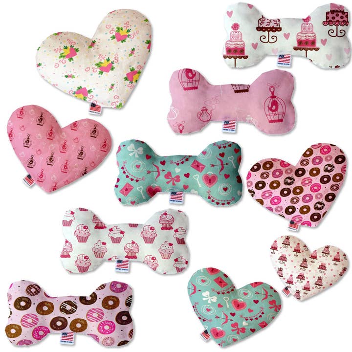 Valentine's Day Pet & Dog Plush Heart or Bone Toy, "Sweet Love Group" for wholesale by American Leashworks