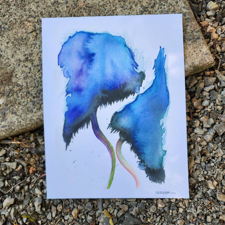 Mushroom Watercolor Art Print 8.5x11in for wholesale by WaterDamnages