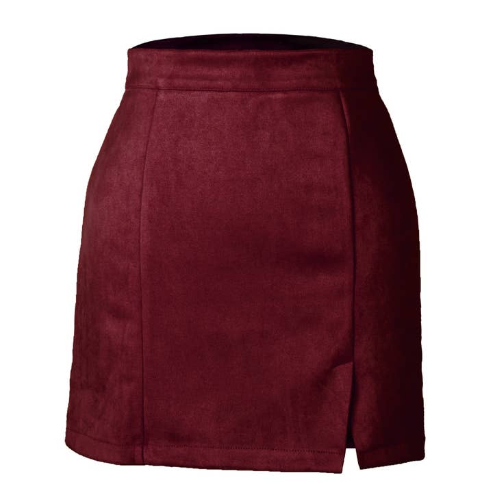 Masyal - Wholesale Skirt - Women's - Western suede hip-wrapped A-line miniskirt autumn and winter1