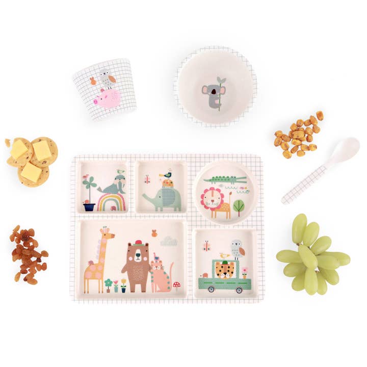 Divided Plate Set - Animal Village for wholesale by Love Mae