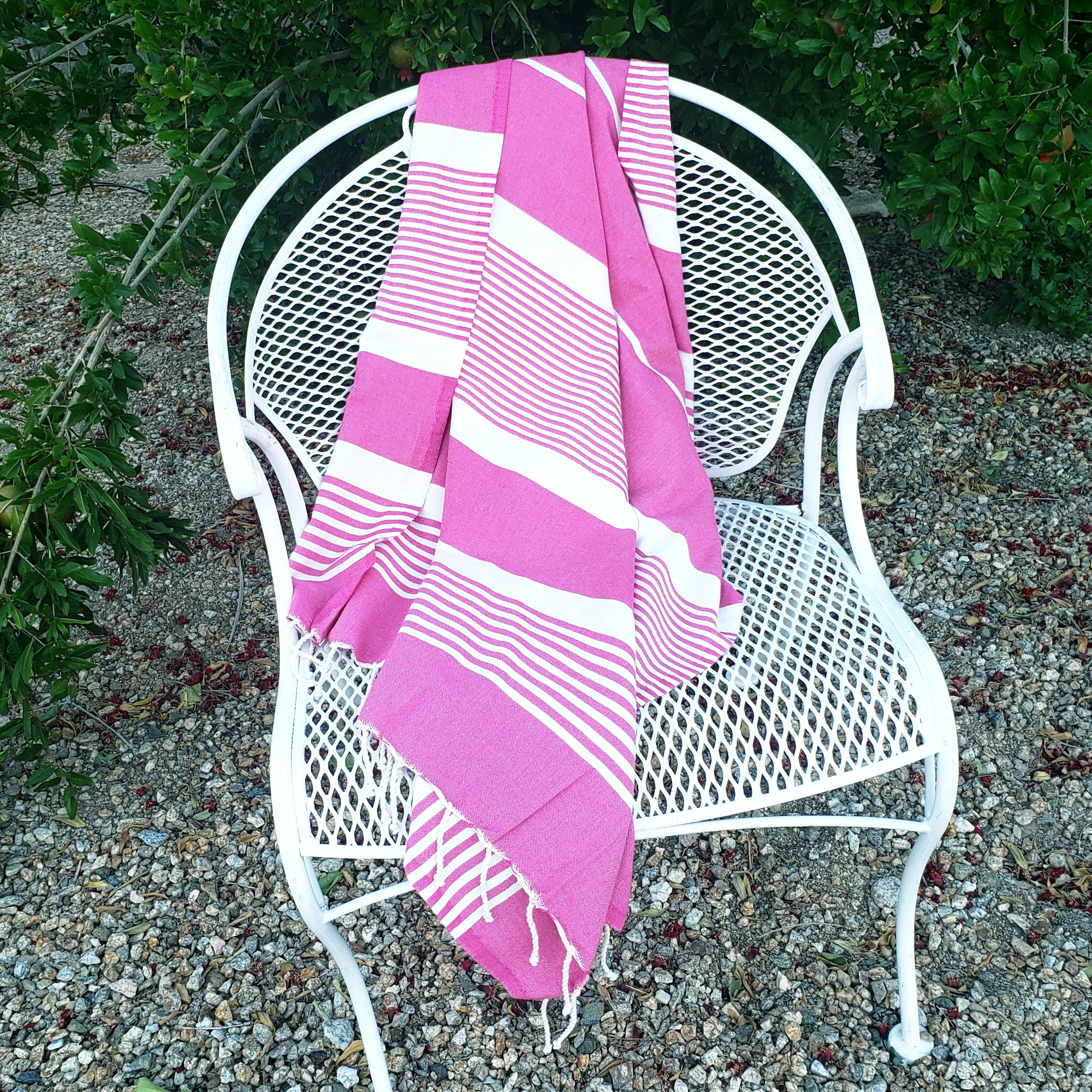 wonderfouta – wholesale Beach towel – Turkish beach towel/ sarong / shawl   - Fuchsia with White1