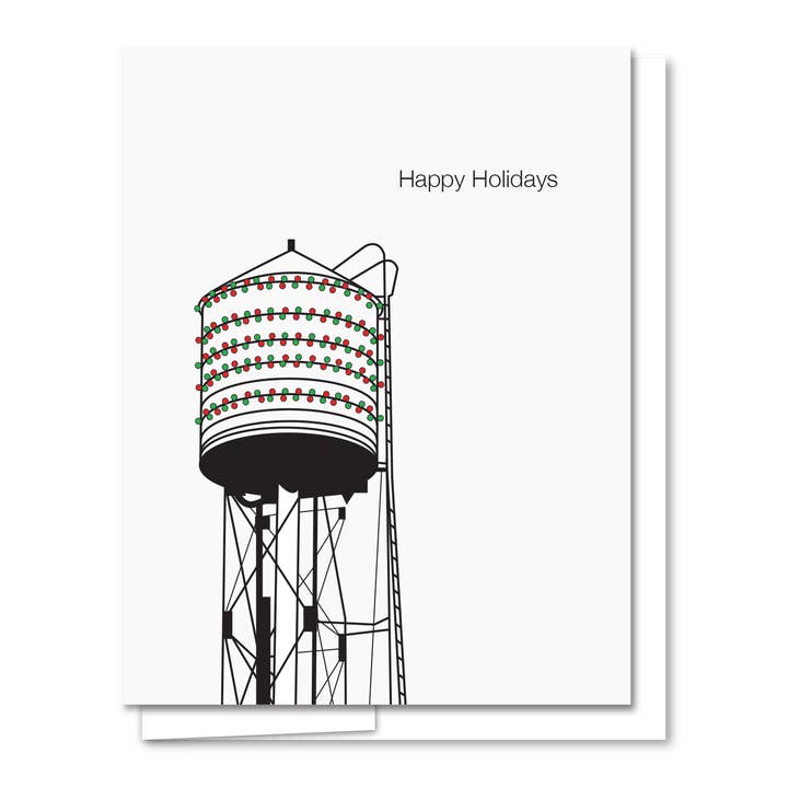Brooklyn Water Tower Holiday - Letterpress Holiday Card for wholesale by Quick Brown Fox Letterpress