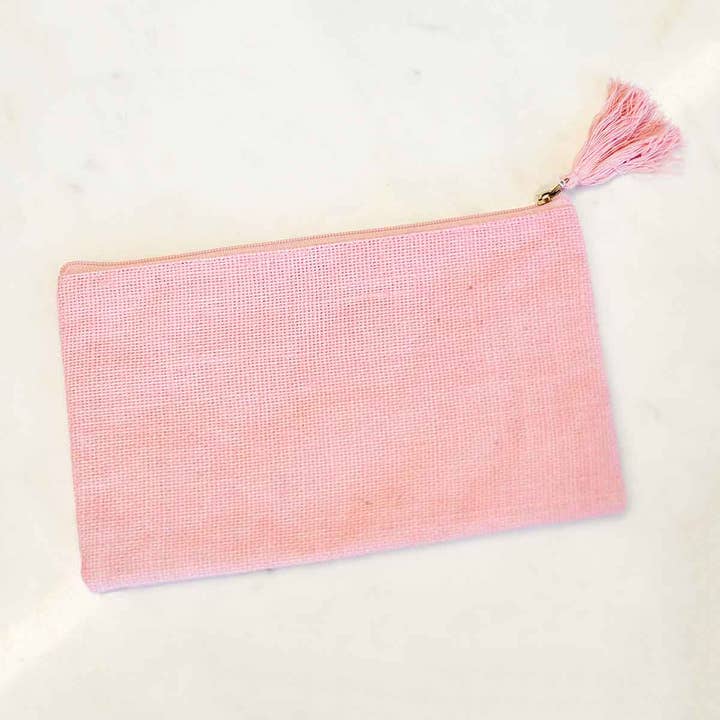 The Royal Standard - Wholesale Makeup/Cosmetic Bag - Jute Cosmetic Bag Light Pink 10x6