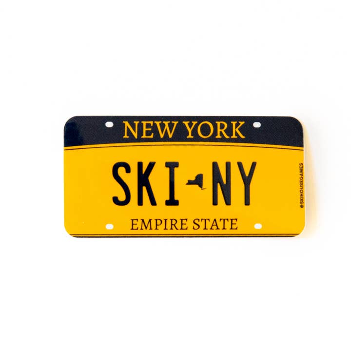 Ski House Games - Wholesale Sticker - Ski NY - New York License Plate Ski Sticker
