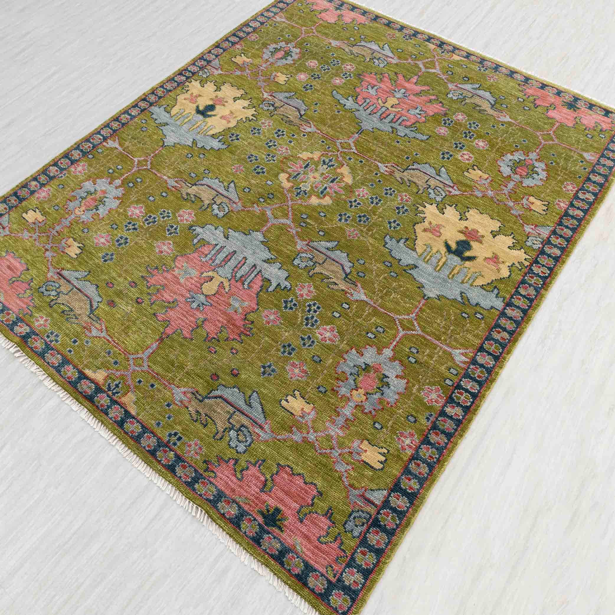 Aesthetic Homes LLC - Wholesale Area Rug - Green Modern William Morris Wool Oushak Rug – G-9420
4