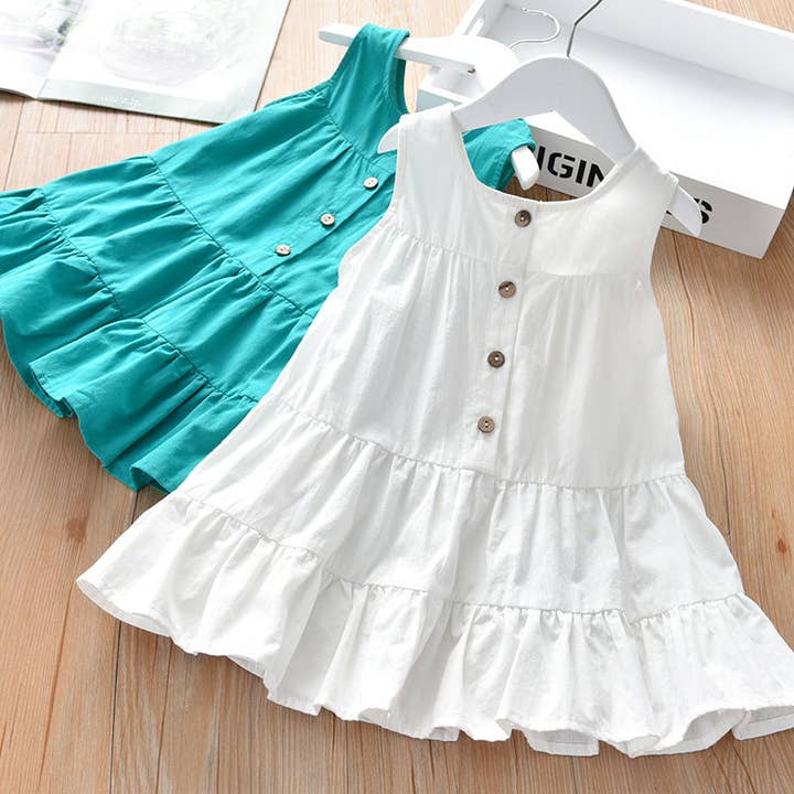 Little Chic Boutique - Wholesale Dress - Kids - 18M-8Y Kids Girls Solid Color Sleeveless Tank Dress Wholesale Kids Boutique Clothing