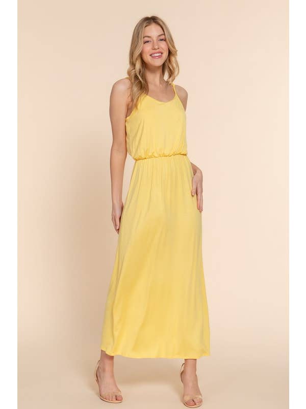 Active Basic | Active USA - Wholesale Dress - Women's - Waist Elastic Midi Cami Knit Dress