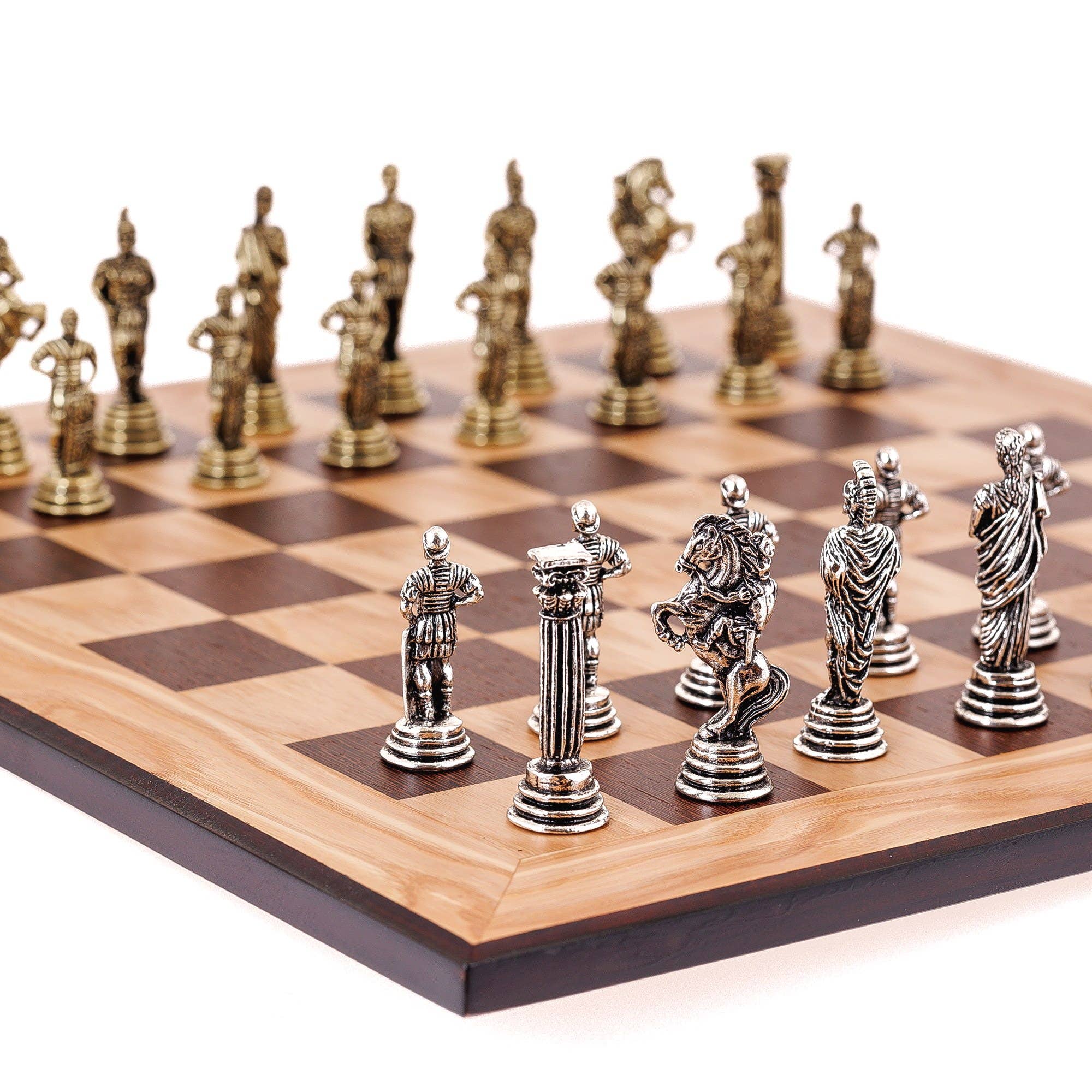 ARTIA LTD - Wholesale Board Game - Olive Wood Chess,  Black Squares & Metal Chess Pieces Roman5