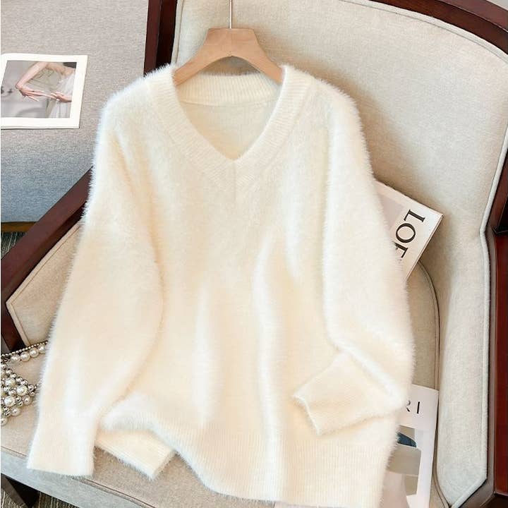French Style V-Neck Mink Cashmere Sweater for Women and other Purchase Wholesale jersey cashmere. Free Returns & Net 60 Terms on Faire trending on Faire.