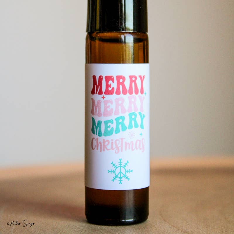 Blue Sage - Wholesale Essential oil roll-on - 'Merry Christmas' Retro Boho Style Essential Oil Roller1