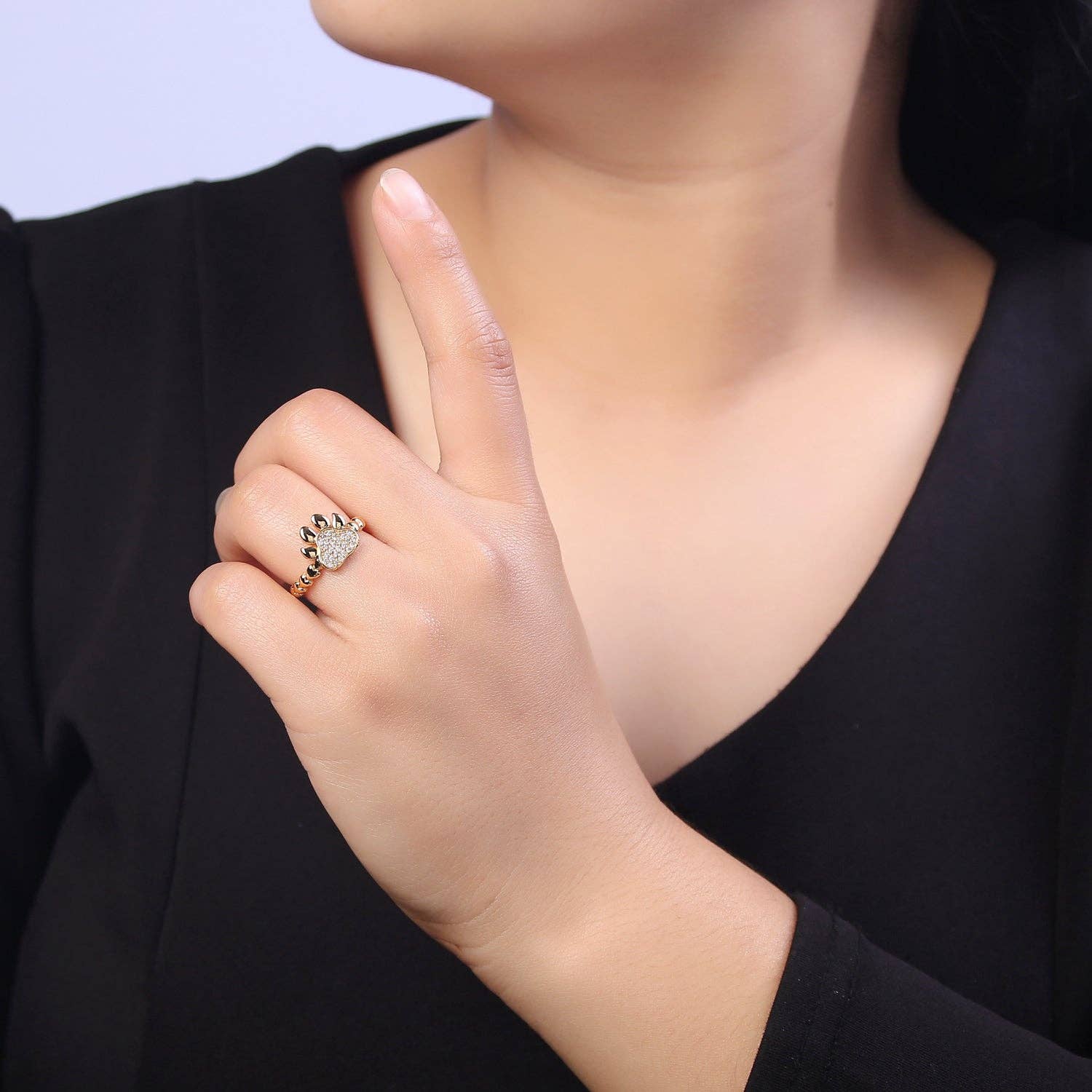 Aim Eternal – wholesale Band/Stackad Ring – Gold Dog Cat Paw Ring, Designer Dog Cat Paw Ring, Unik Dog Cat Paw Ring, Dainty Band Ring, Sisters Gift, Bästa vän gåva U-5024