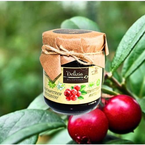 Confettura “Mirtilli Rossi” per la vendita all'ingrosso da parte di Delizia Delikatessen