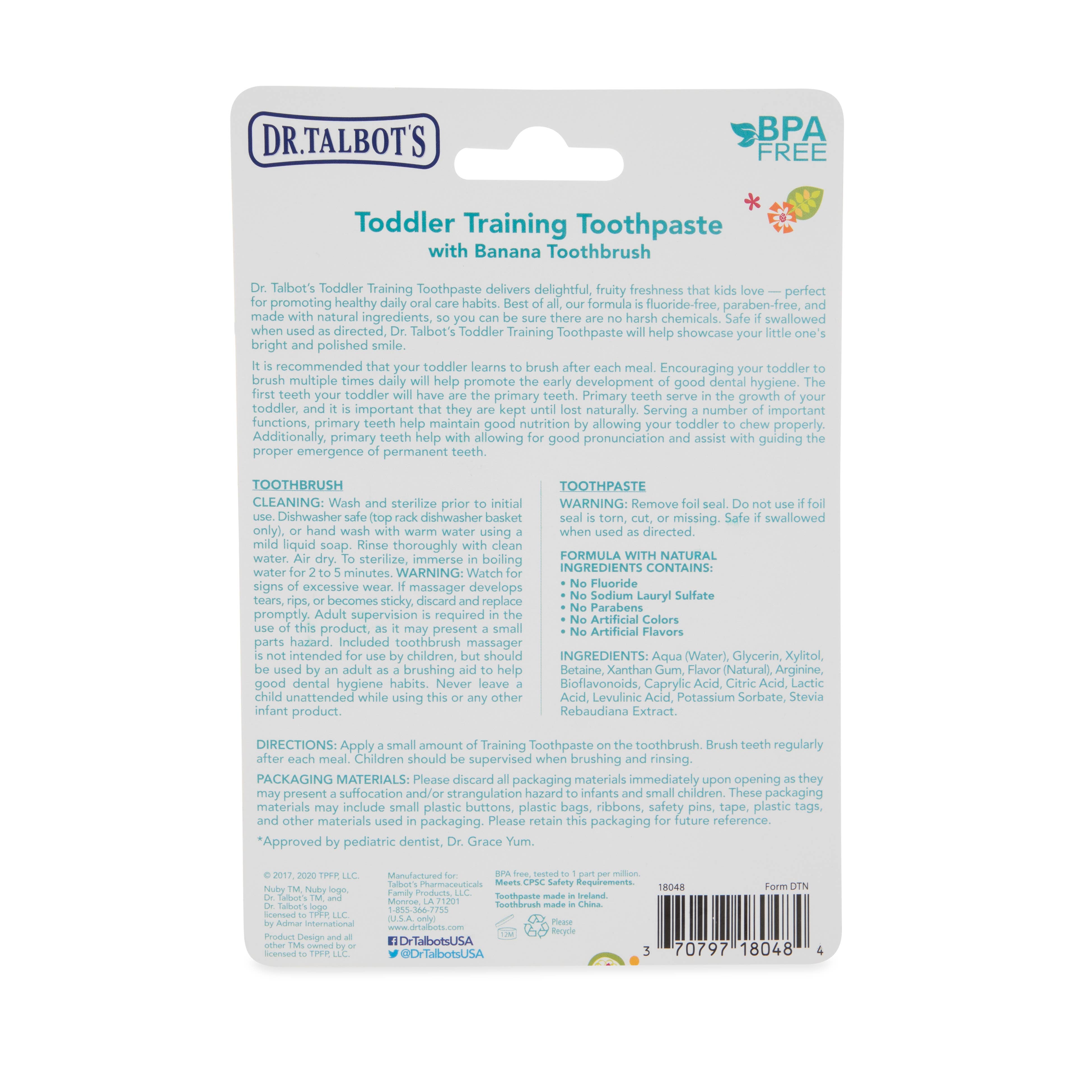 Dr. Talbot's - Wholesale Toothbrush - Kids & Baby - Toddler Training Toothpaste with Silicone Banana Toothbrush2