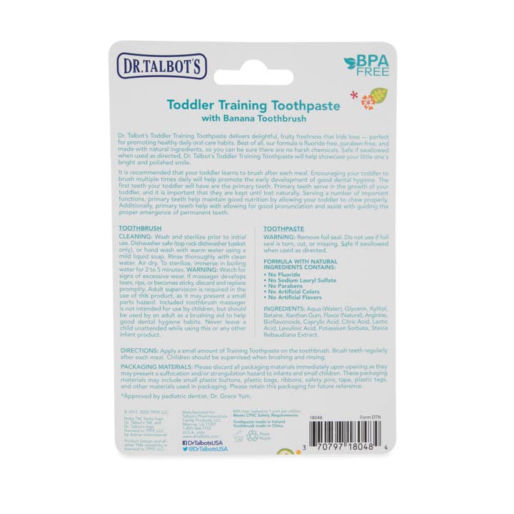 Dr. Talbot's - Wholesale Toothbrush - Kids & Baby - Toddler Training Toothpaste with Silicone Banana Toothbrush2