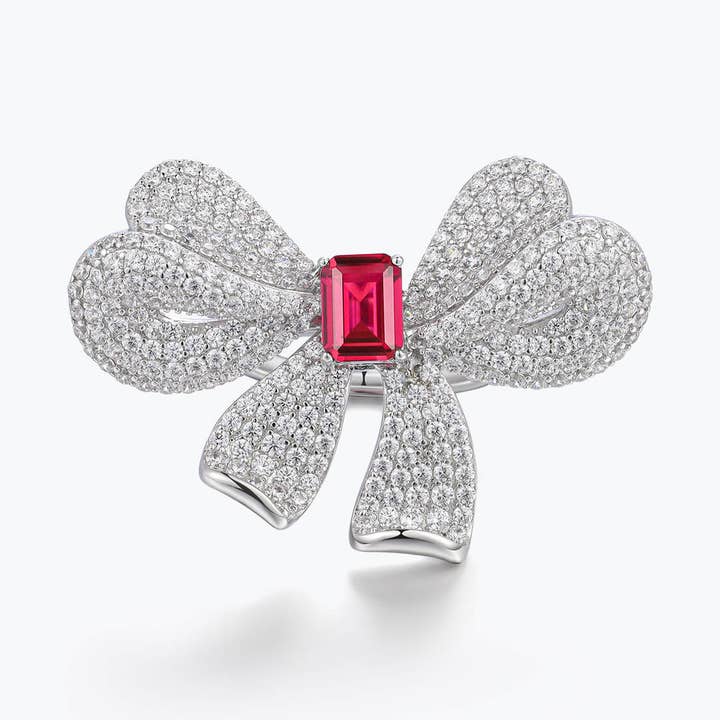 Anel Dissoo® Laço Vermelho Ruby Prata de Lei por atacado de Dissoo