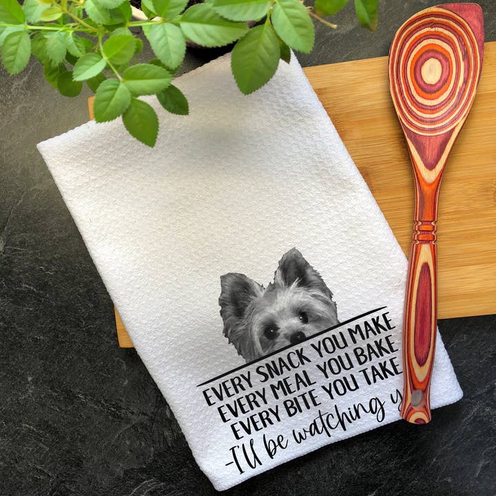 Yorkie Dog Every Snack You Make Kitchen Towel for wholesale by Swanky Bazaar