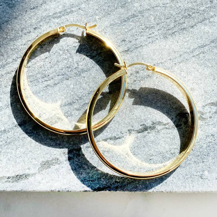 Brincos de argola de ouro de 1,6 “com topo de clique por atacado de Almond Tree