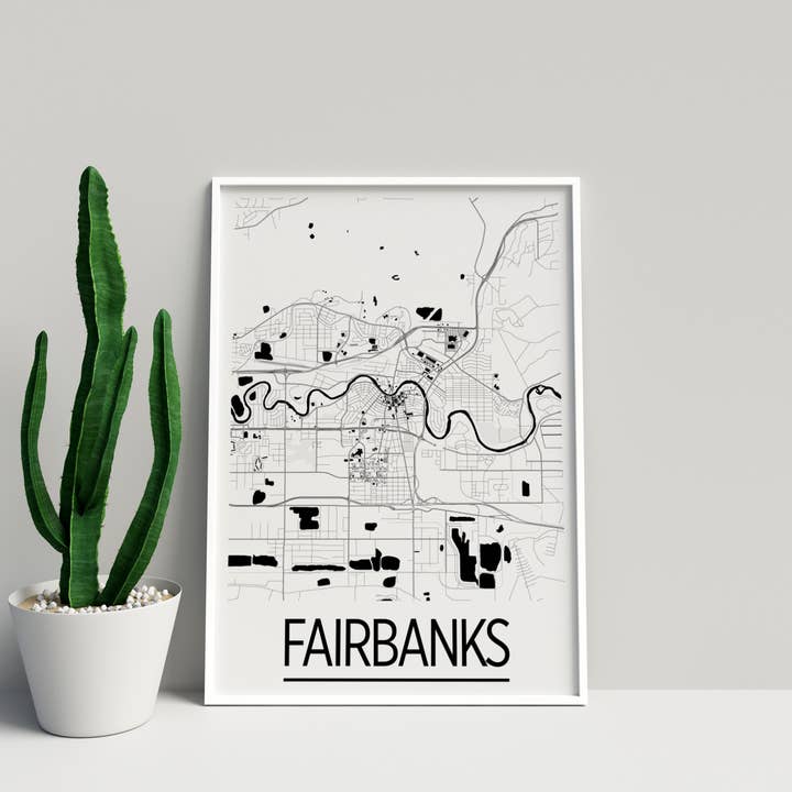 Carte Fairbanks 11" x 14" - Style Art Déco pour la vente par ILIKEMAPS