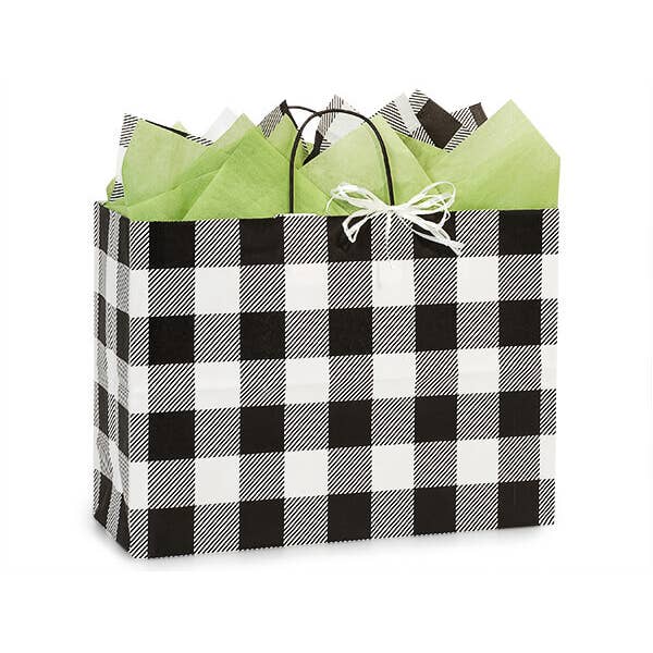 Nashville Wraps - Wholesale Gift Bag - Buffalo Plaid Black Paper Gift Bags4