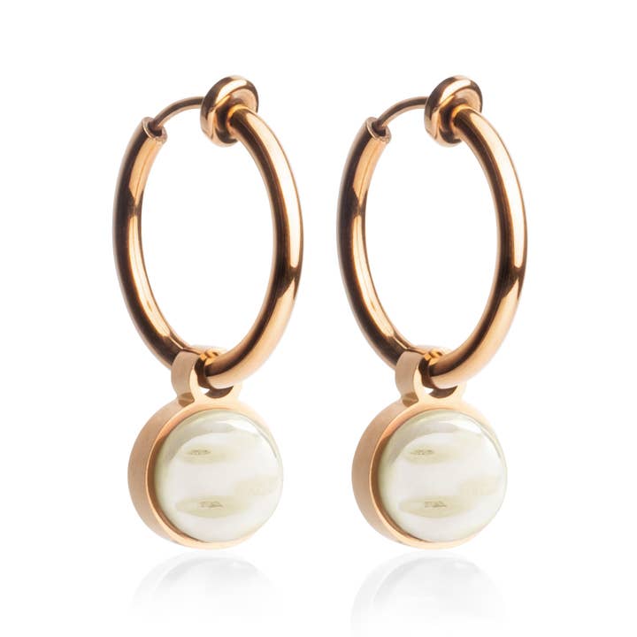 Clipes de ouvido Mix & Match com pendente • rosé/branco pérola • 18mm por atacado de ALEXASCHA